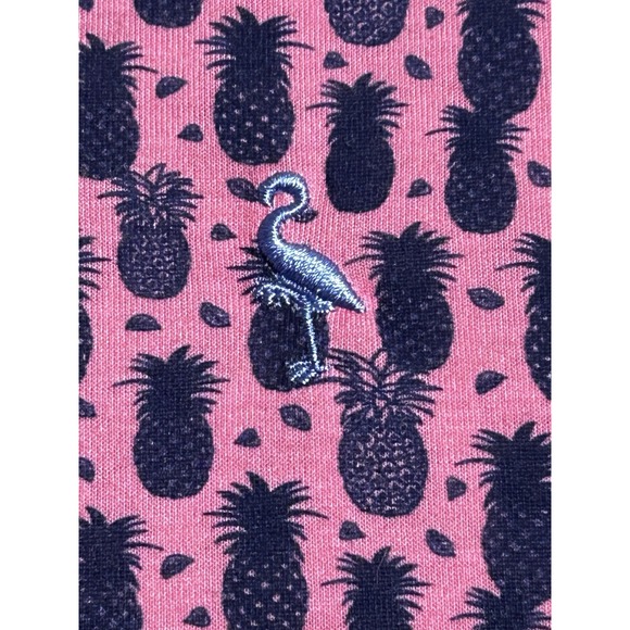 TailorByrd Men's Shirt Golf Polo Pink Navy Pineapples Performance Preppy Large - Picture 7 of 9